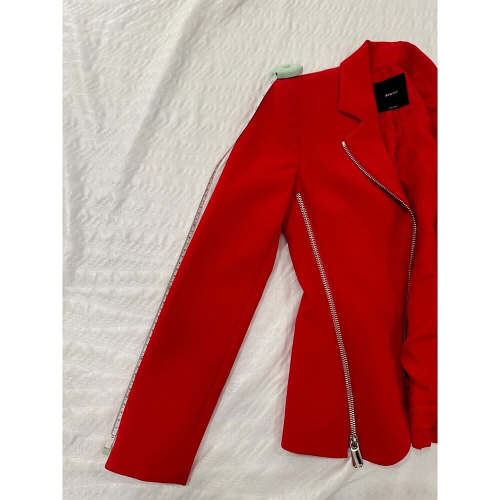 Pinko Moto Zip Blazer Women’s IT 36 US 6 Medium Red Y2K Biker McQueen - Picture 13 of 16